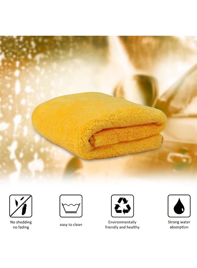 FAJ Microfiber Cleaning Towel 40x40cm, Ultra-Soft & Highly Absorbent Drying Cloth, Scratch-Free Car Wash & Detailing Towel for Car, Motorcycle, RV & Home – Yellow - 800G944 - Image 2